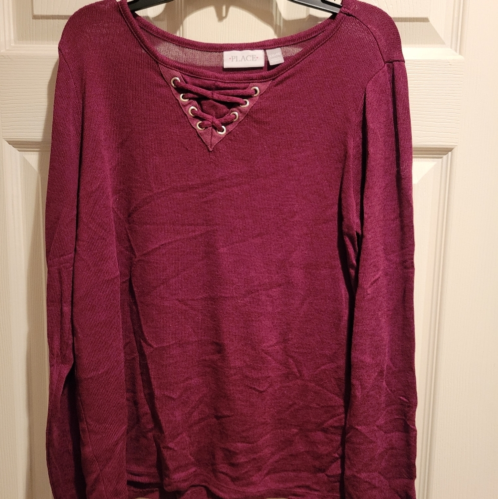 Maroon long sleeve blouse
